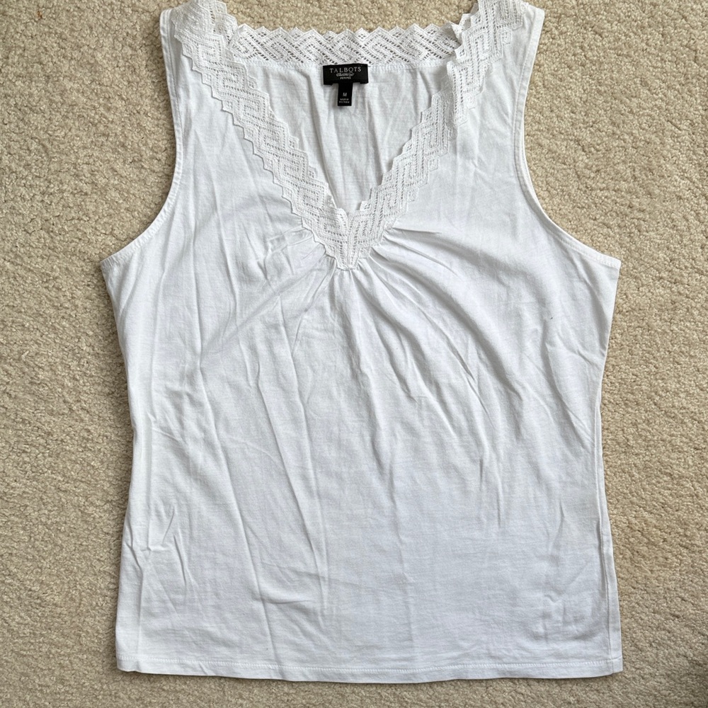 Talbots White Lace Trim Tank Top